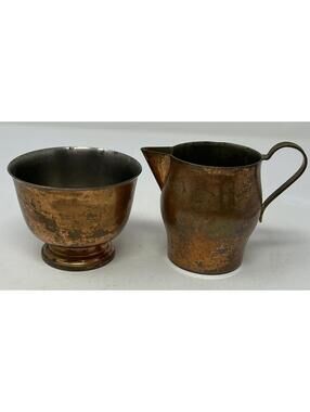 Vintage Cavalier Copperware National 715 Copper Creamer and Sugar Bowl Set